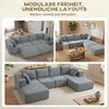 Modulares Ecksofa, U-förmiges Sofa mit breiter und tiefer Sitzfläche, 2 Hocker, Dunkelgrau