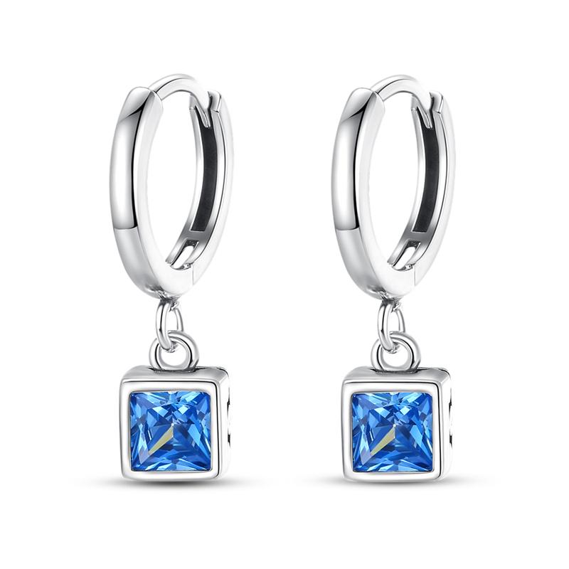 Fashion 925 Silver Color Earrings Blue Zircon Stars Moon Irregularity Earrings For Woman Fine Birthday Jewelry Gifts