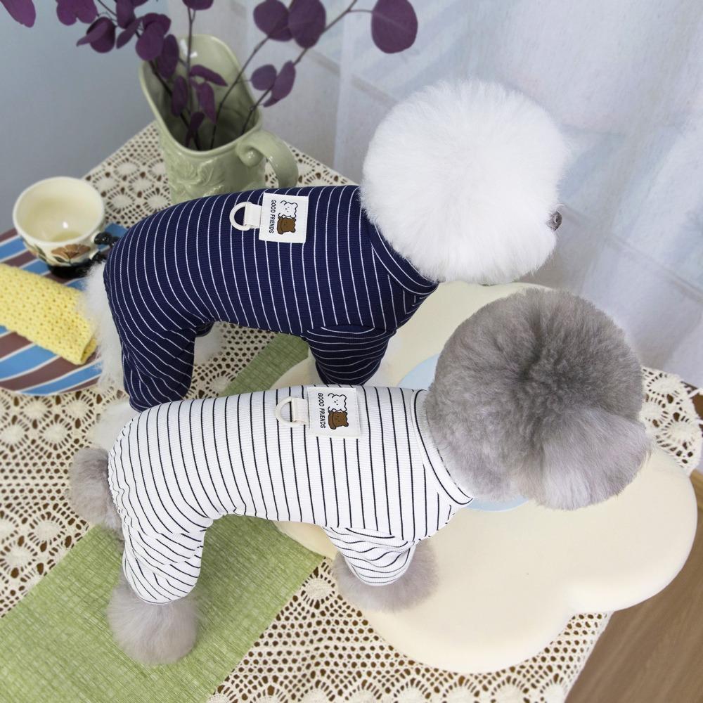 Breathable Puppy Overalls Soft Dog Hoodies Pet Accessories Striped Dog Pajamas  Bichon
