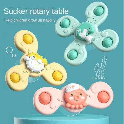 Montessoris Baby Spin Top Bath Toys For Boy Children Bathing Sucker Spinner Suction Cup Toy For Kids 2To4 Years Rattles Teether