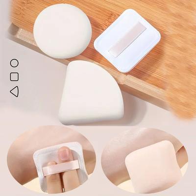3 Stück Trocken Nass Verwendbar Make-up Kosmetik Puderquaste Schwamm Kissen Puderquaste Runde Quadratische Dreieckige Form Make-up Schwamm Foundation Puderquaste