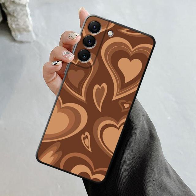 Pouzdro na telefon Samsung Galaxy S23 S22 S21 S20 Fe Ultra S10 S9 S8 Plus Note 20ultra 10plus Fashion Brown Love Wood Grain Texture