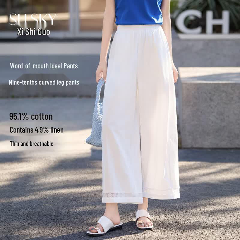Women s Summer Cotton Linen Wide-Leg Pants XL