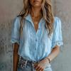 Women's Cotton Linen Lace Short Sleeve Blouse Loose Casual Summer Shirt Hollow Out Top