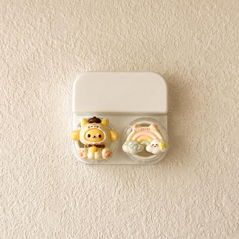 

Women s Contact Lens Case with Tweezer Suction Stick Set for Travel Kit Holder Candy Color Contact Lenses Box Cute Cartoon 61*59*16mm