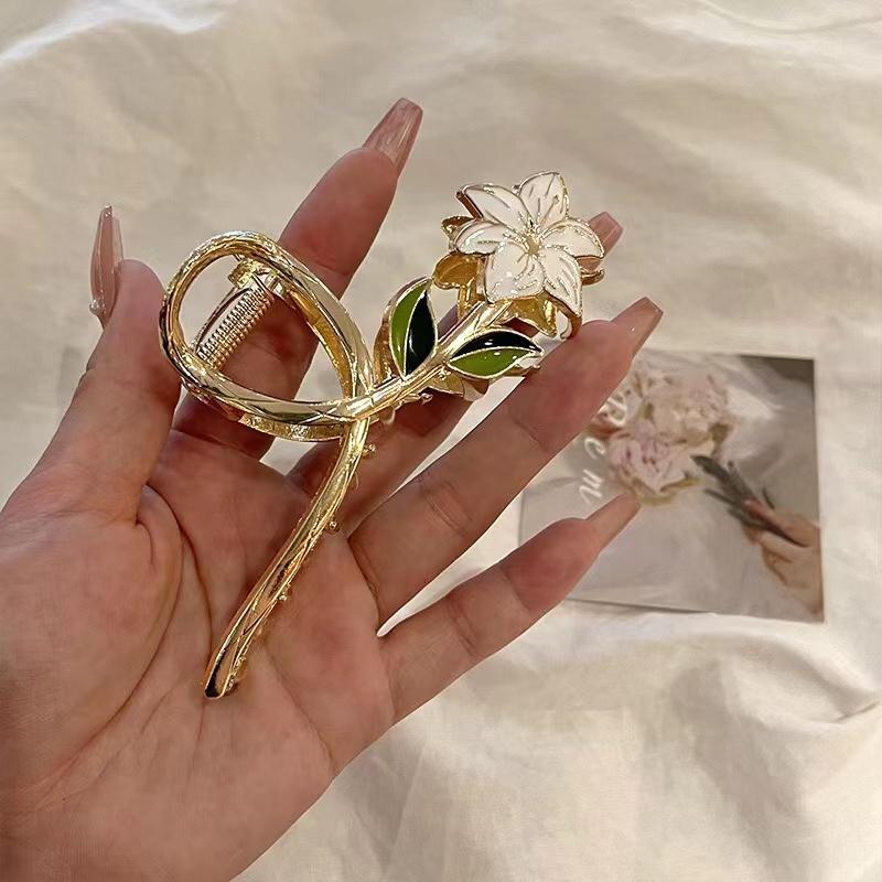 Pinces à cheveux en métal pour femmes, élégantes, fleurs dorées, Barrette, bandeau crabe, queue de cheval, couvre-chef, accessoires pour cheveux, diadème, nouvelle collection