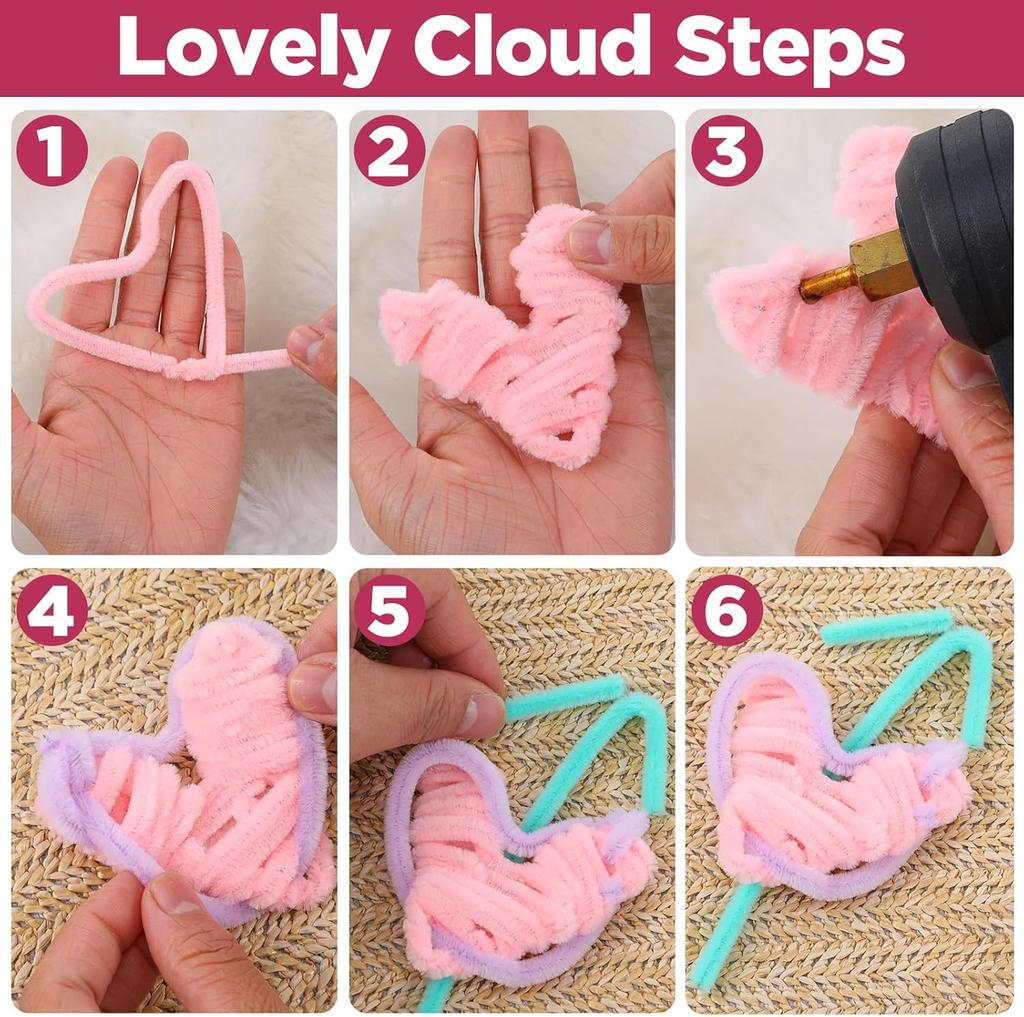 700Pcs Pastel Pipe Cleaners Craft Chenille Stems, Thick Fluffy Fuzzy Sticks Craft Supplies for DIY Flowers Creative Handcrafting