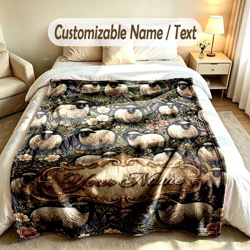 Forest Nature Theme Custom Blanket Personalized Name & Text Customized Soft Warm Throw Blanket Home Decor