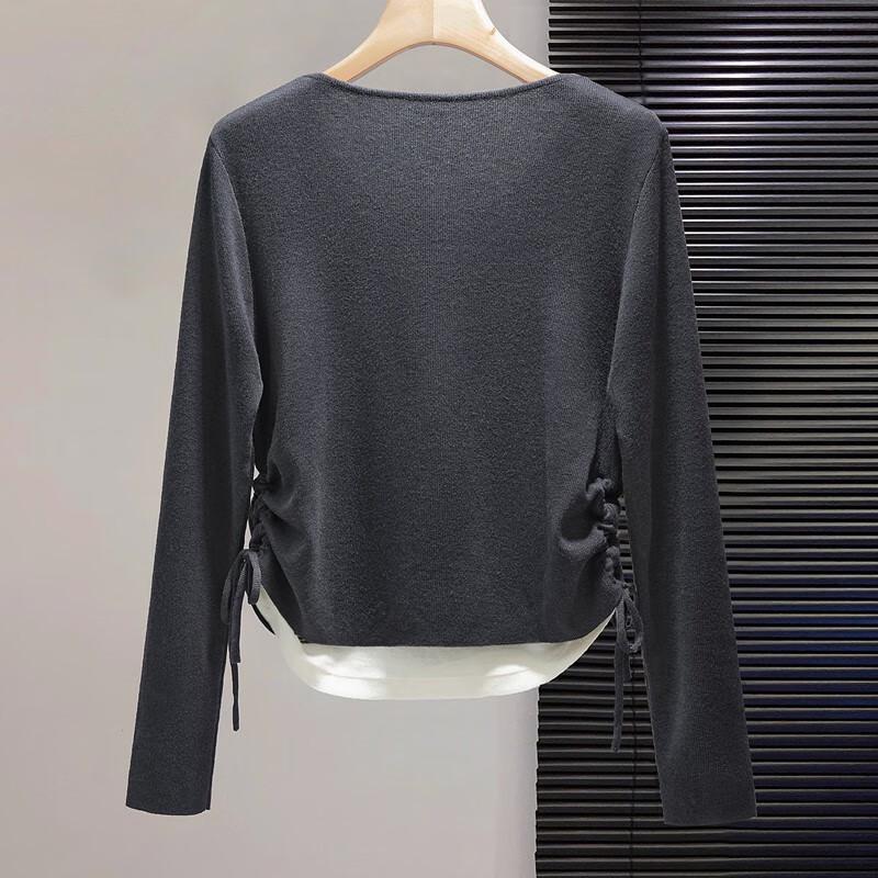 Women's Wool Blend Fake Two-Piece Knitted Top