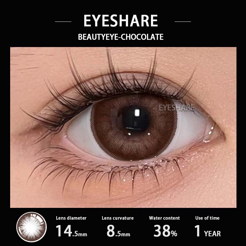 EYESHAER Farbige Kontaktlinsen, Hellblaue Brillenlinsen, Dunkelbraune Linsen in natürlicher Farbe, Hellblaue Modelinsen, 1 Paar