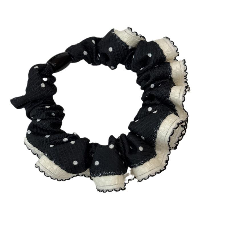 Retro Polka Dot Lace Hair Tie - Elastic Ponytail Holder for Women