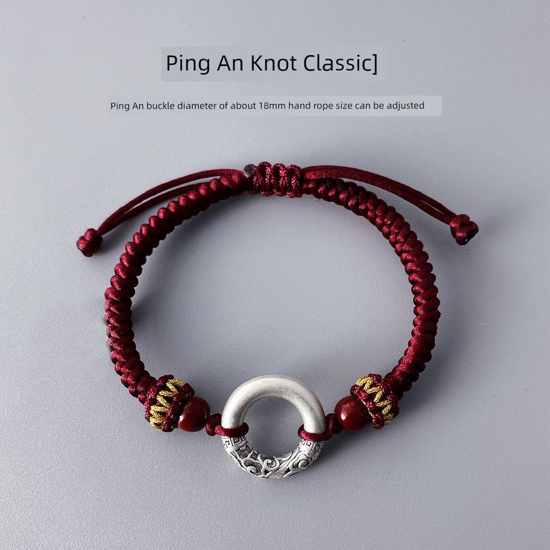 

Мужской талисман на удачу из стерлингового серебра, практичная пряжка мира Wine red_Classic with certificate + gift box