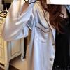 Women's Silk Satin Pajamas Lapel Cardigan  Pajamas Top Elastic Waist Trousers Comfortable Pajamas Set Pajamas Homewear Two Piece Suit