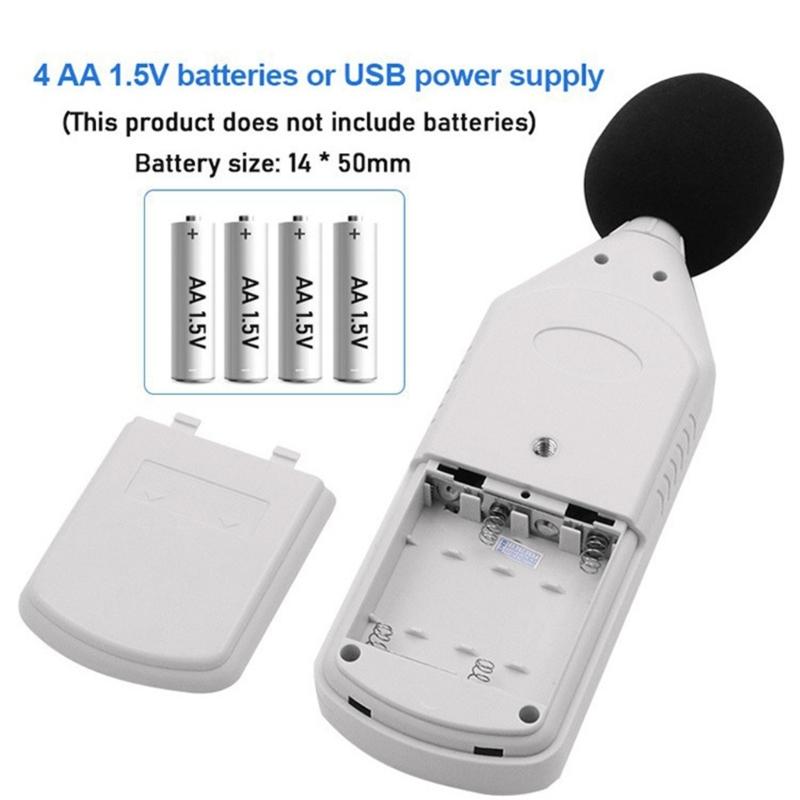 Handheld Decibels Meter Noise Level Tester 30 130dB Weighted with Large LCD Display for Noise Monitoring