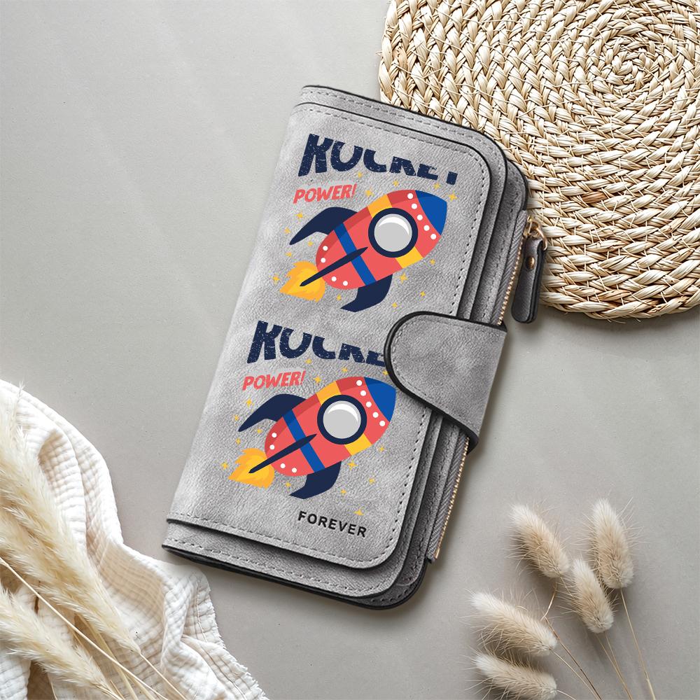Kulac Power Rocket Print Long Wallet Forever Fashion Multi Card Holder Trendy Purse for Daily Use