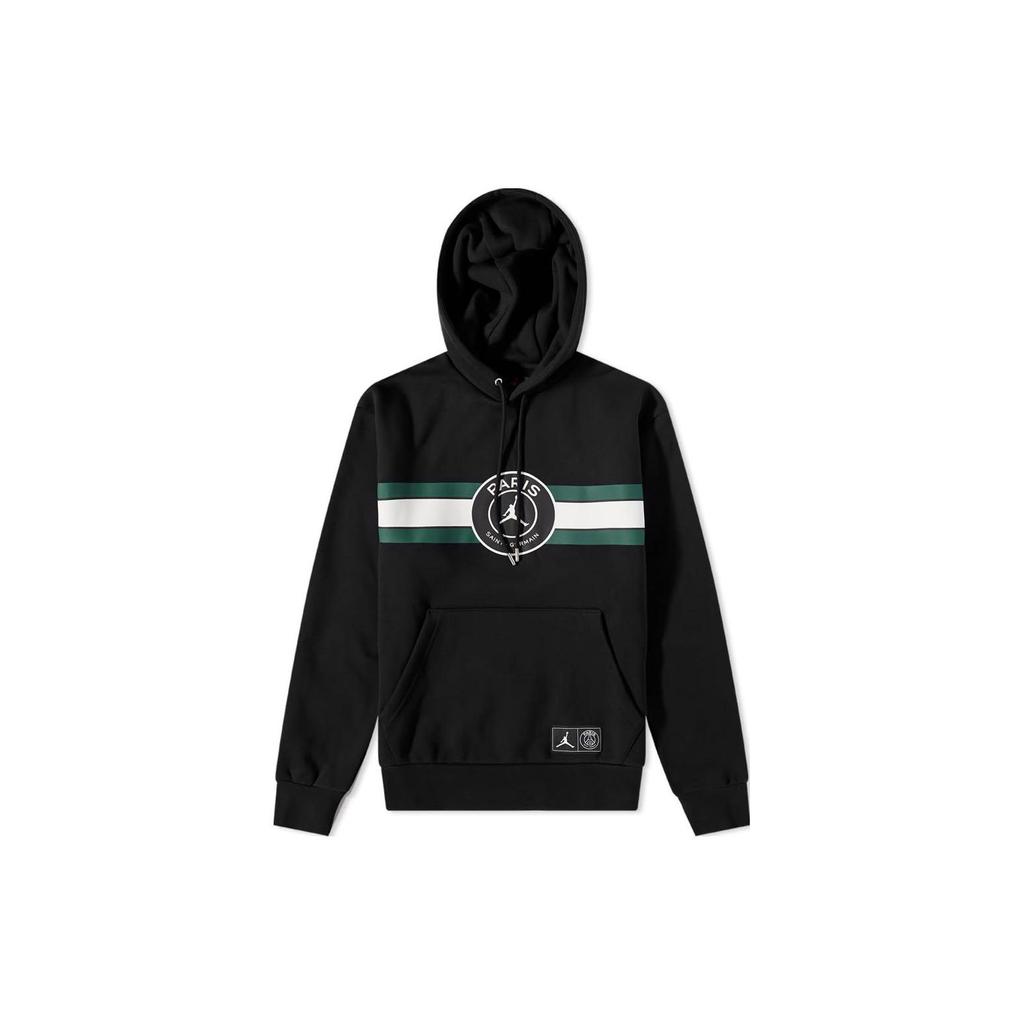 Jordan Paris Saint-Germain Logo Print Sport Hoodie Pullover Long Sleeve Men Hoodie Black DJ3928-010