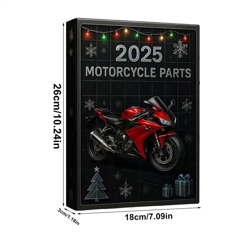 Calendario de Adviento de Piezas de Motocicleta 2025, Cuenta Regresiva Navideña Acrílica 2D, Regalo de Vacaciones para Motero, Aficionados a los Coches, Marido, Papá, Hombres Niños