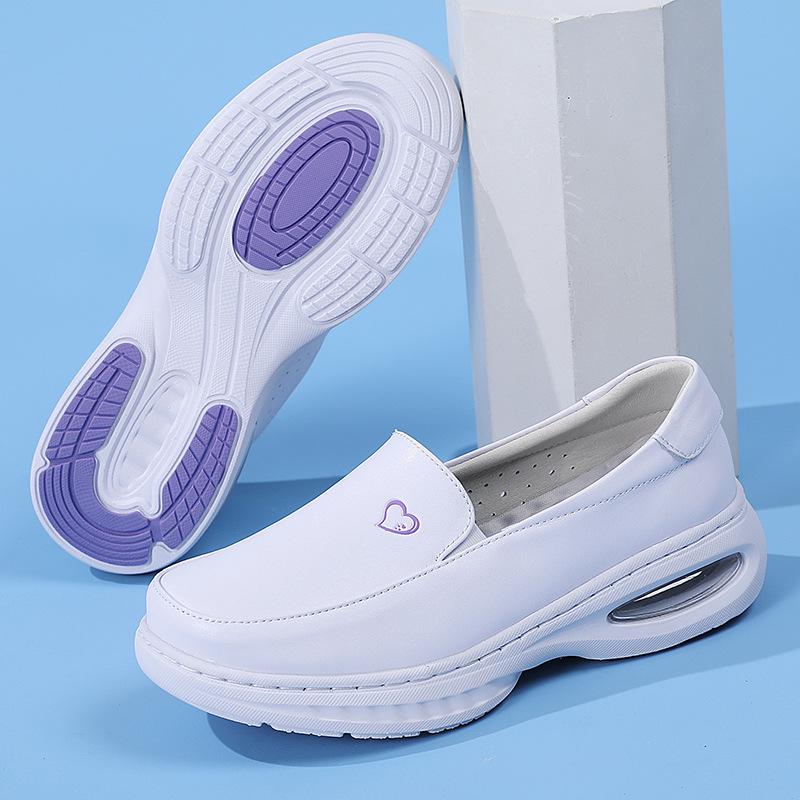 Women's Genuine Leather Breathable Nurse Shoes with Soft Air Cushion Sole