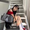 JIAERDI Hot Girl Rivet Crocodile Embossed Tote Bag Women Sweet Leather Large Capacity Shoulder Bag Ladies Heart Pink Y2k Handbag