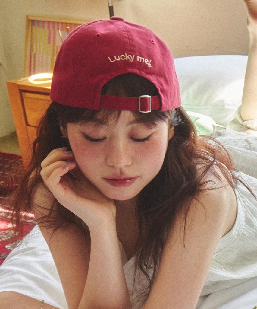 Maugeu Daily Lettering Washed Ball Cap Red