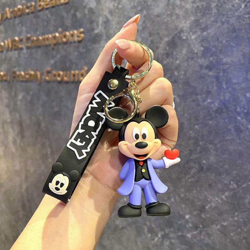Mickey Minnie PVC Keychain Doll Action Figural Couple Car Key Chain Pendant Hanging Ornaments Wedding Gifts