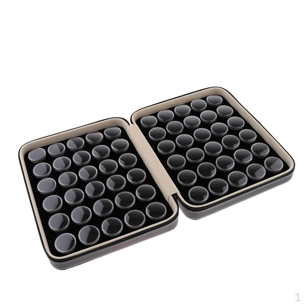 Пластиковый мини-кейс для хранения россыпных бриллиантов и камней 60 ячеек с кожаным чехлом All Black 5670₽