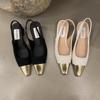 With Skirt Mary Jane Shoes Small Fragrant Wind Light Mouth Thick Heel Sandals Early Spring Women's Shoes Retro French Small Gold Head High Heels
