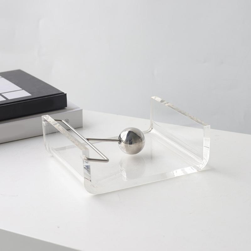 Clear Acrylic Paper Towel Dispenser with Weighted Arm Paper Towel holder Tissue Organizer for Dinning Room Countertop