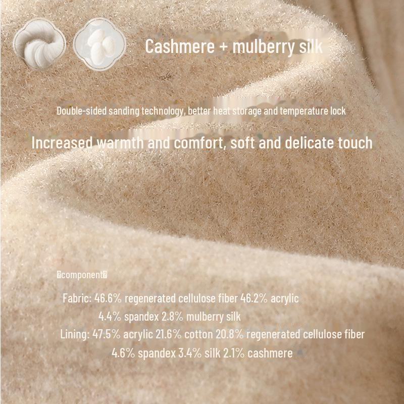 Silk Cashmere Men's Thermal Set: Autumn Round Neck, Slightly Loose Fit, Middle-aged & Elderly Warmth
