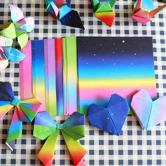 

Квадраты бумаги для оригами с радужным градиентом - Ручная работа и окрашенные для детского сада 17 cm