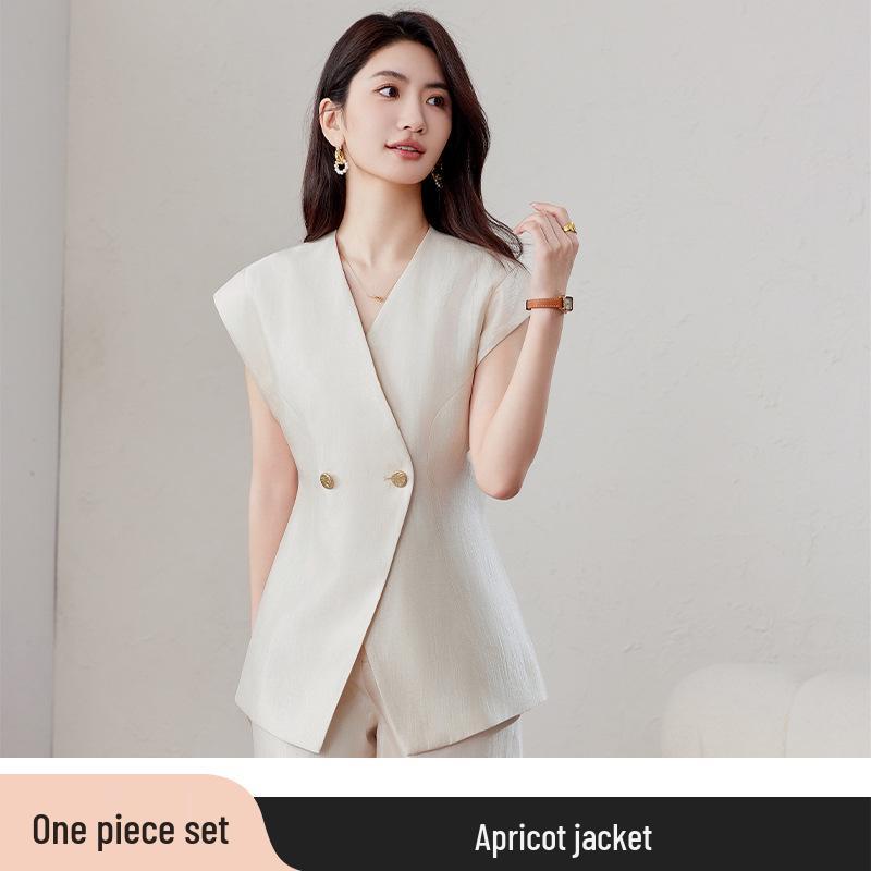 2025 Summer High-End Sleeveless Suit Jacket with Shorts – Goddess Petite OL Style