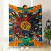 Comic-style Heroes Encircle a Glowing Gear with Colorful Stones. for All Seasons Blanket Lunch Break Throw Gift