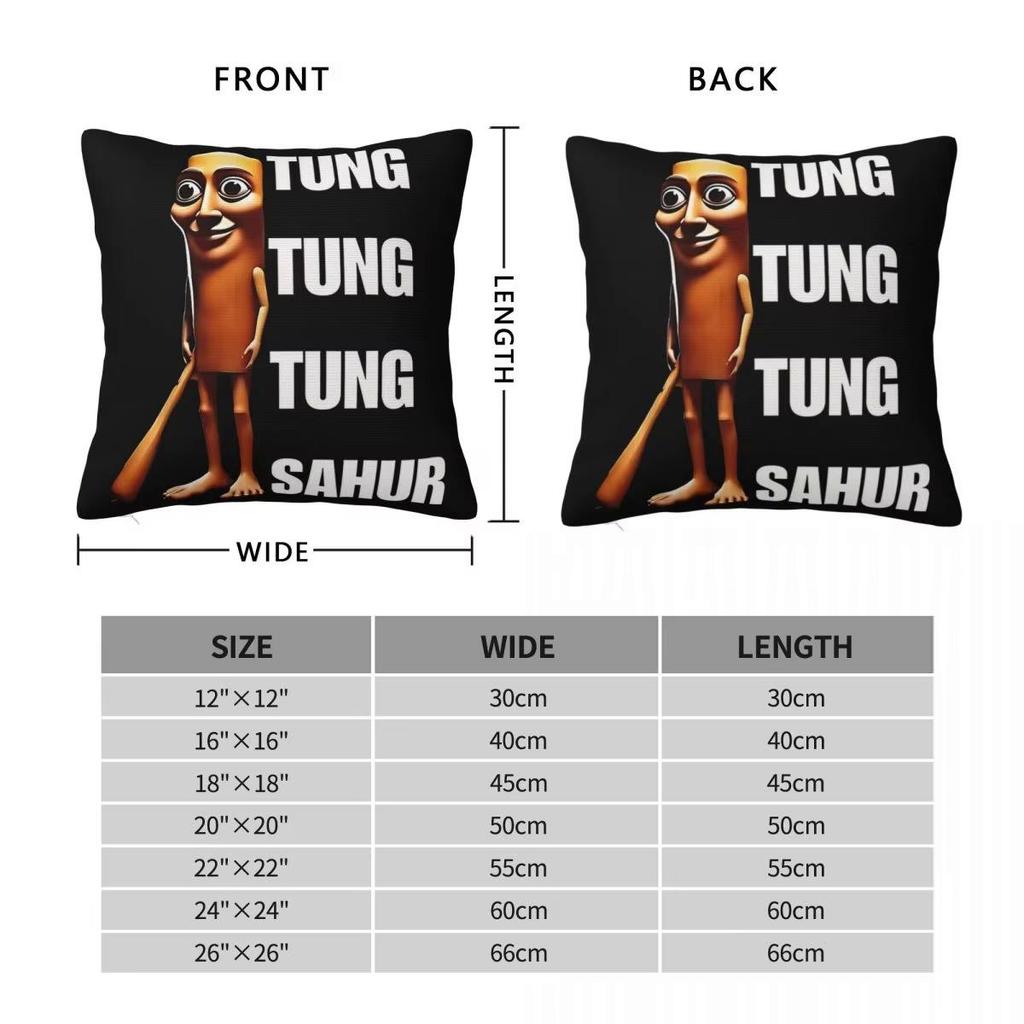 Tung Tung Tung Sahur Meme Italiano Brainrot Federa Stampa Poliestere Copricuscino Decorativo Copricuscino da Lancio