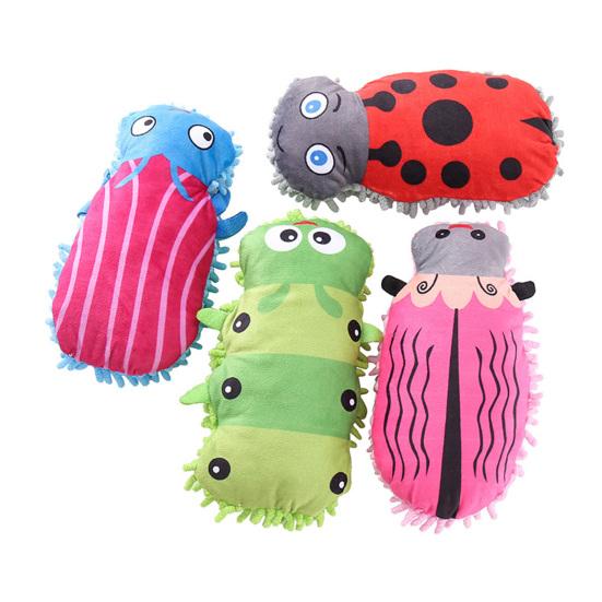 Mop Insect Squeaky Plush Dog Toy Ladybug Caterpillar Shape Stuffed Crinkle Puppy Chew Toy for Small Dogs