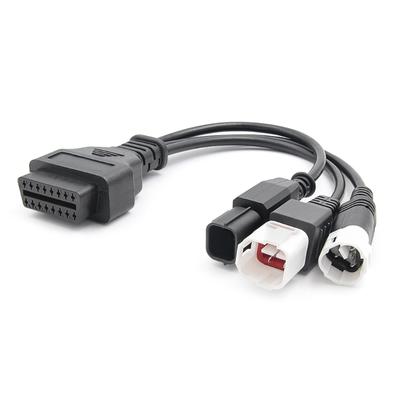 3 v 1 diagnostický kabelový konektor pro motocykl 3pinový 4pinový 6pinový OBD2 kabelový adaptér OBD2 prodlužovací kabel pro motorku