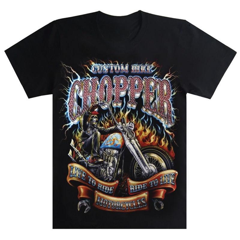 Skull Harley Locomotive Print Men's High-quality Cotton Short-sleeved T-shirt New Casual Clothing Motorcycle T-shirt