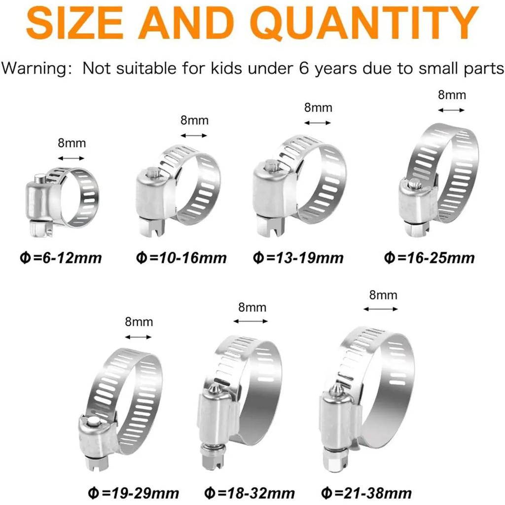 60/100pcs Hose Clips Pipe Clamps Stainless Steel Hoop Clamp Hose Clamp Stainless Steel Set Automotive Pipes Clip Fixed Tool