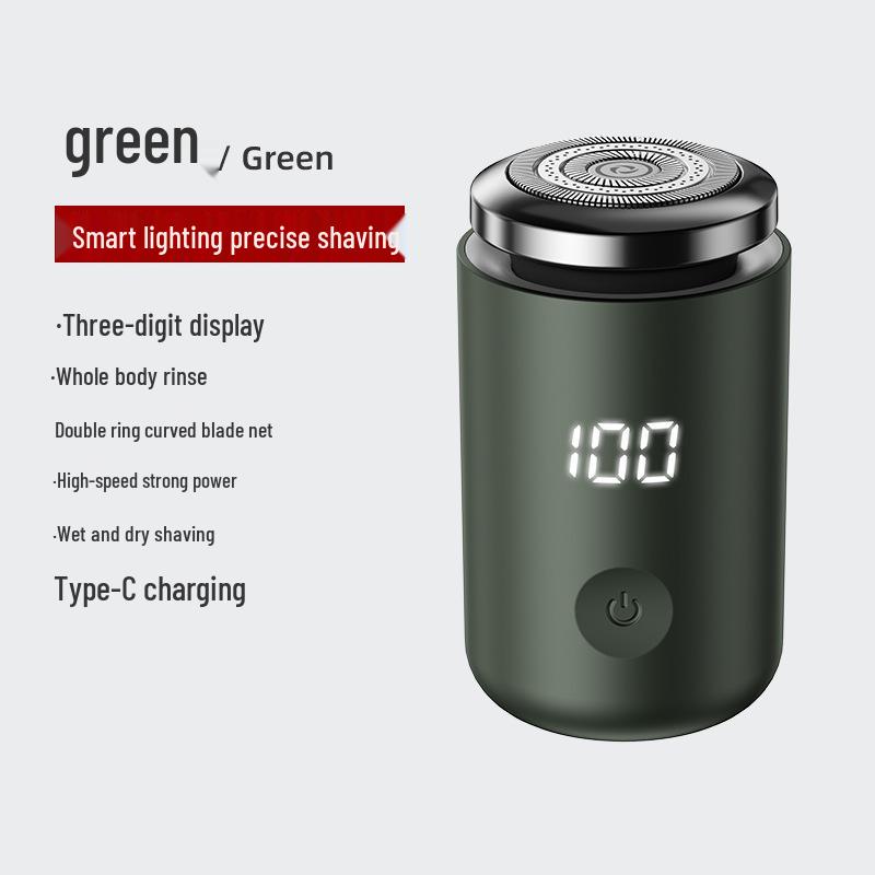 

2025 Портативная перезаряжаемая мини-бритва – С подсветкой, электрическая, стальная и моющаяся в автомобиле бритва зелёный