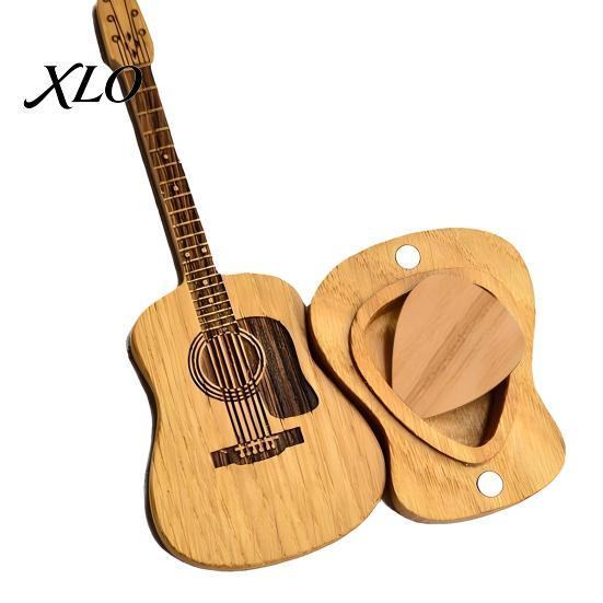 Wooden Pick Storage Guitar Holder with Stand, Plectrum Display Small Ornament Miniature Shape, Organizer for Lovers Case
