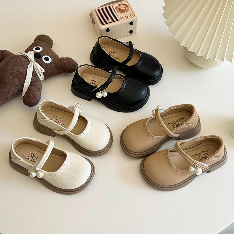 Girls Princess Shoes 2025 Spring and Autumn Lightweight Baby Leather Shoes Pearl Pendant Mary Jane Single Shoes Girls Fashion Single Shoes