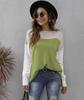 T-shirt Women's Pullover Knitted Sweater Cross-border European and American Women's Clothing Autumn and Winter New Sweaters Contrasting Colors Splici