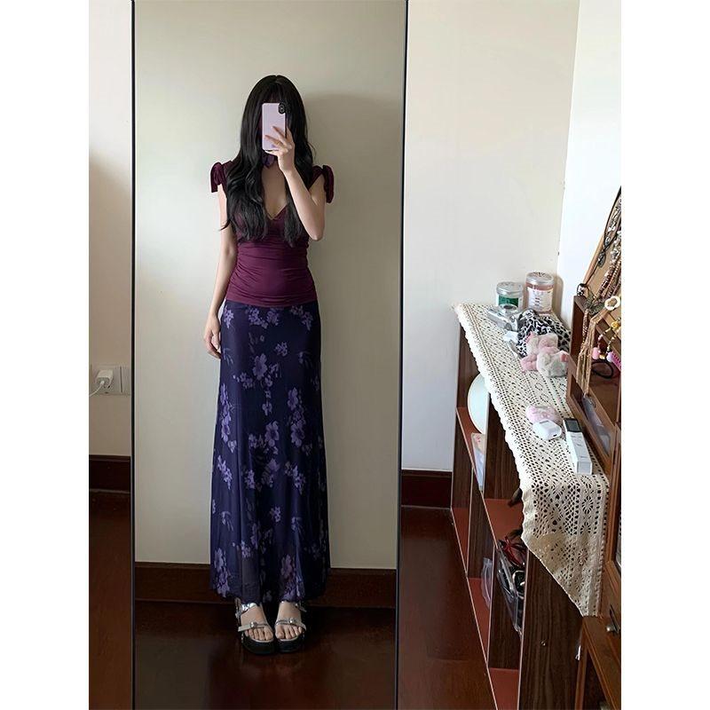 Summer Sexy Girl Purple Lace Layered Twopiece Set For Fashionable Wear