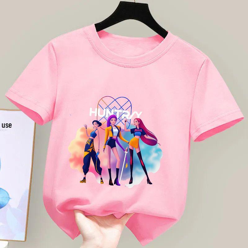 K-POP Demon Hunter Girl Group Unisex Cotton T-Shirt - Kids' Summer Short Sleeve Round Neck Top