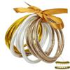 9 Stück/Set Modeschmuck Goldenes Armband Buddhistisches Jonc Armreifen Set für Damen Glitzergefülltes Jelly Silikon Buddha Mädchen Armbänder