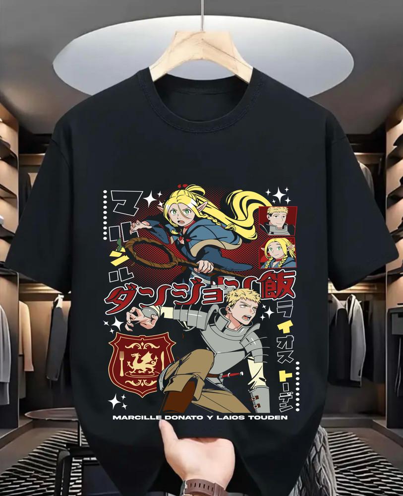 

Marcille Concerned Delicious in Dungeon T-Shirt cartoon anime gift clothes L