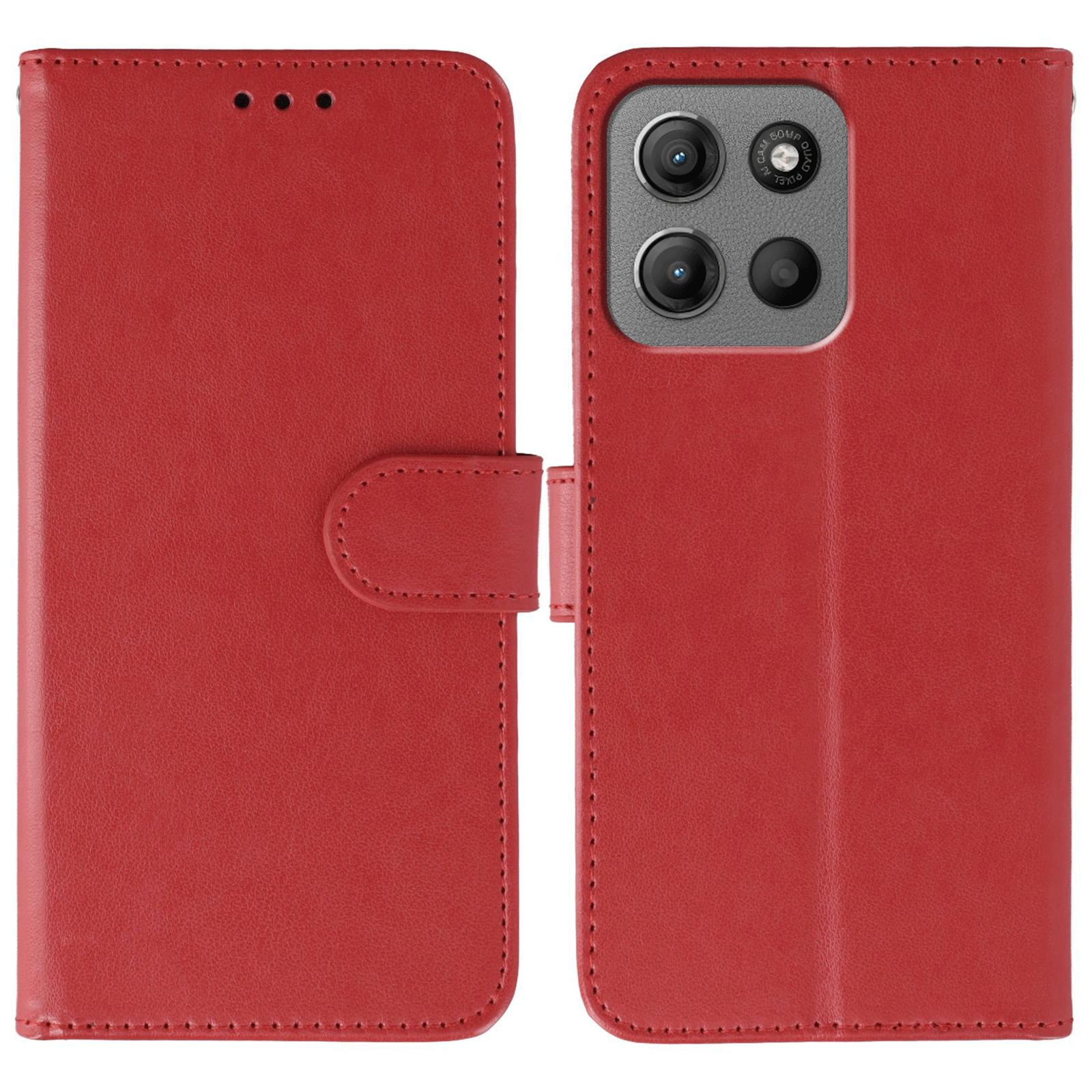 

Для Motorola Moto G15 4G Чохол PU Шкіра Відкидний Гаманець Чохол для Телефону з Ремінцем Red