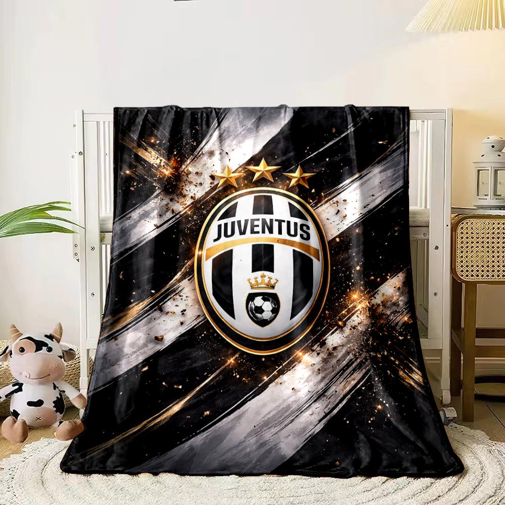 Black and Gold Juventus Designed Flannel Blanket for Bedroom, Living Room, Sofa, and Nap