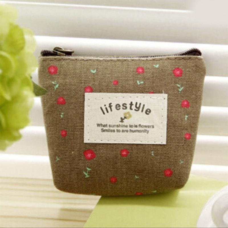 Practical Headset Holder Wallet Flower Printed Coin Purse Women's Fabric Purse Coin Bag with Convenient Fastening