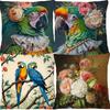 Vintage Birds And Flowers Cushion Cover Parrot Plants Vibes Decorative Pillow Case