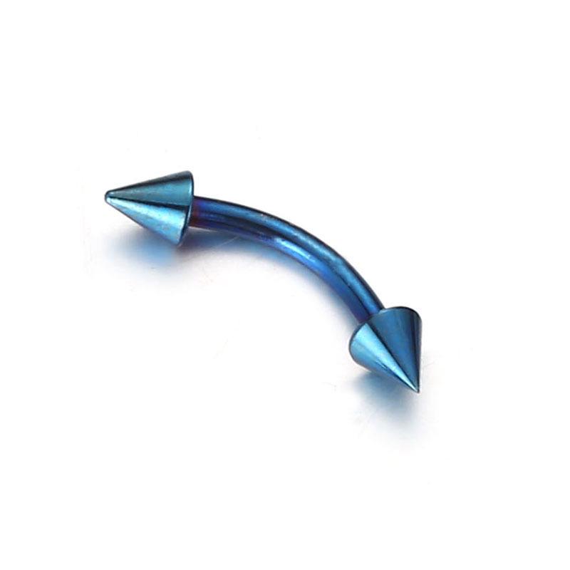 Stainless Steel Double-Headed Curved Banana Bar Eyebrow Piercing with Cone Stud